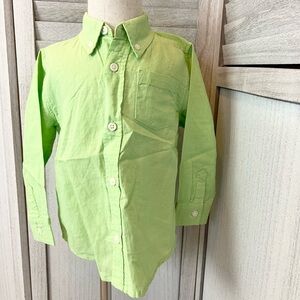 NWT Gymboree Toddler Boy Button-Down Shirt | Size 2T | Lime Green | Linen-Cotton